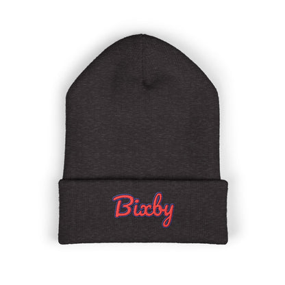 Bixby Spartans Embroidered Cuffed Beanie, Red Script Bixby