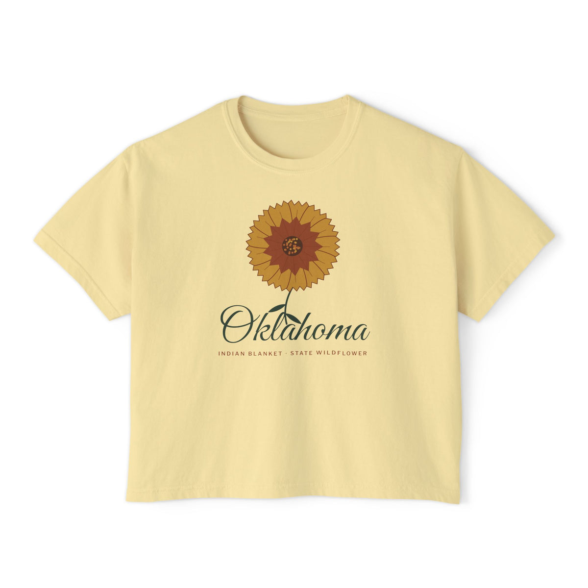 Indian Blanket Garden Script Oklahoma Boxy Comfort Colors Tee