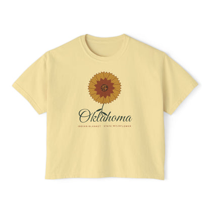 Indian Blanket Garden Script Oklahoma Boxy Comfort Colors Tee