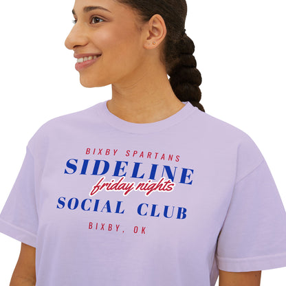 Bixby Spartans Sideline Social Club Friday Nights Women's Boxy Tee – Football Mom Shirt