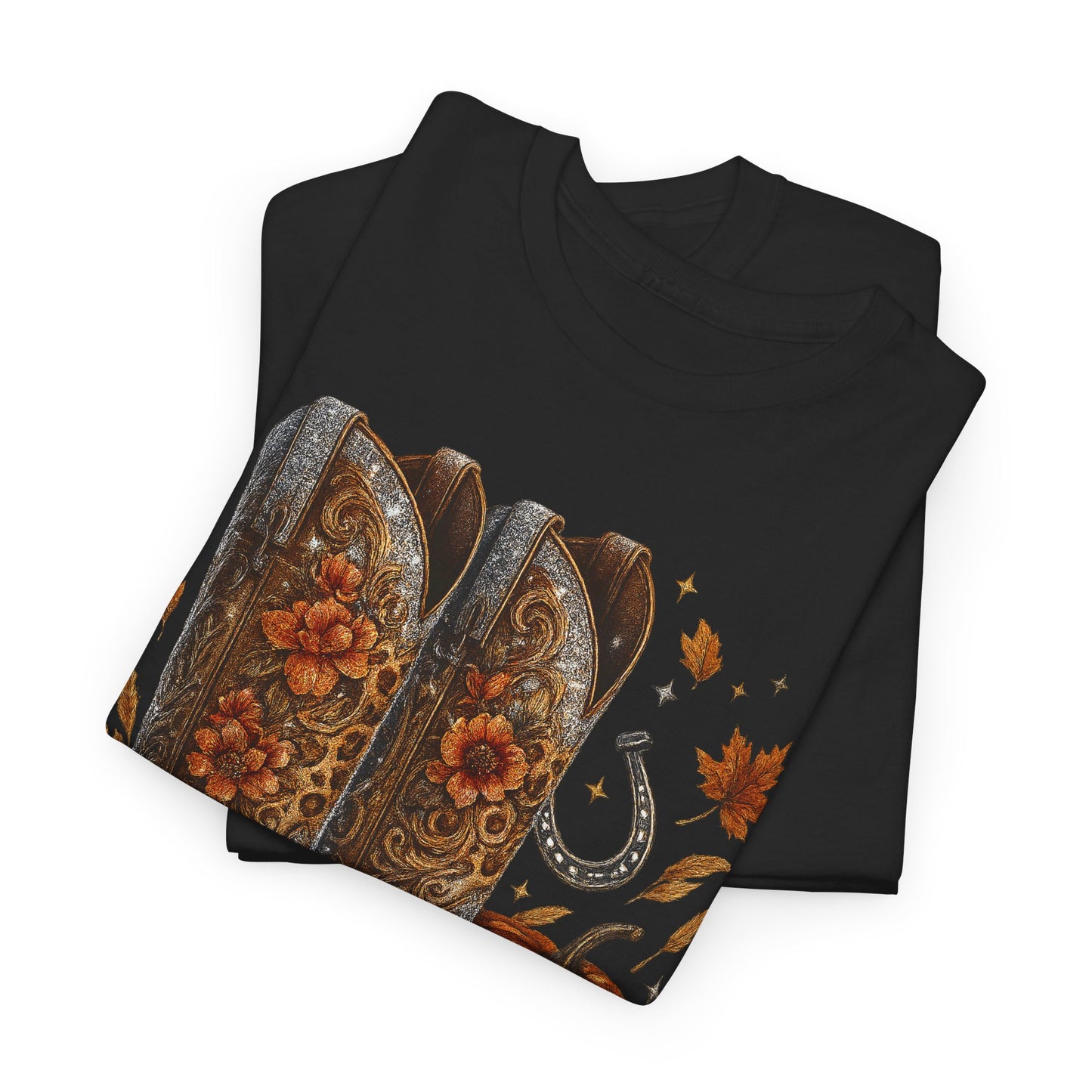 Fall Floral Bling Boots Country Gildan Tee