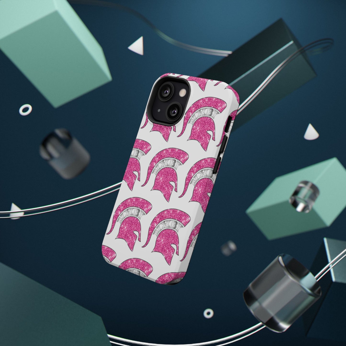 Bixby Spartan Pink Bling Logo Impact Resistant iPhone Case
