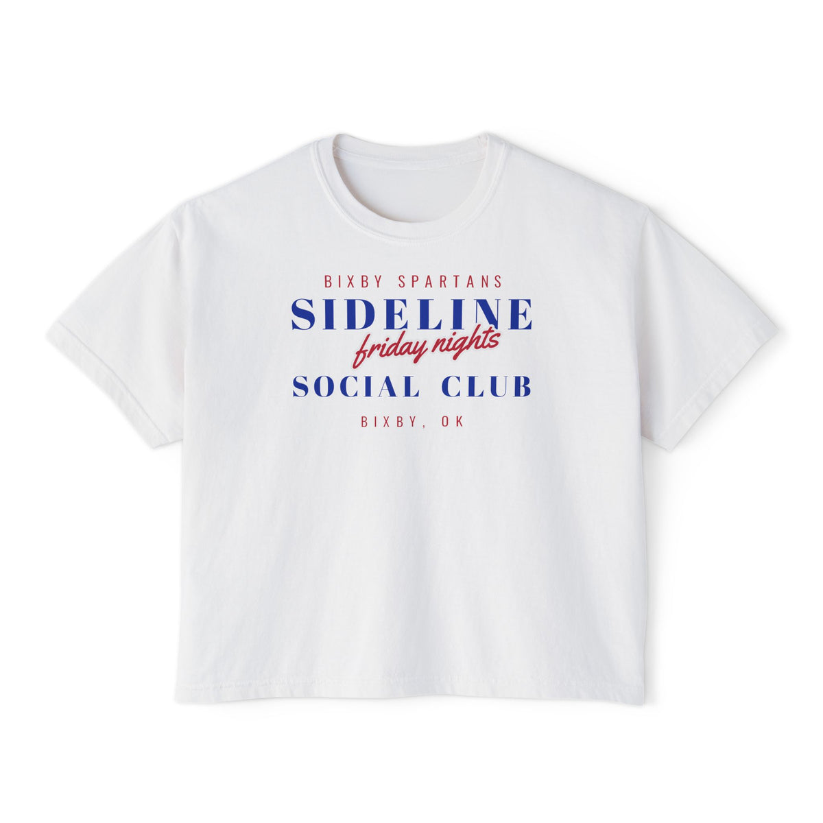 Bixby Spartans Sideline Social Club Friday Nights Women's Boxy Tee – Football Mom Shirt