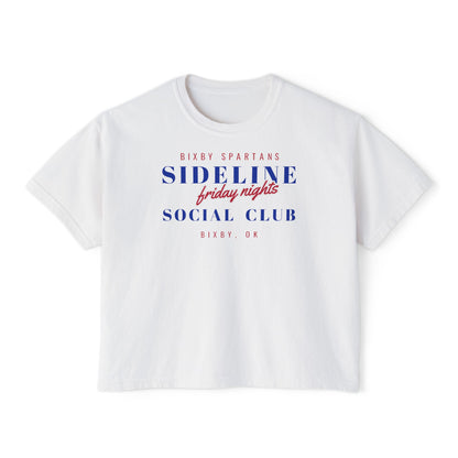Bixby Spartans Sideline Social Club Friday Nights Women's Boxy Tee – Football Mom Shirt