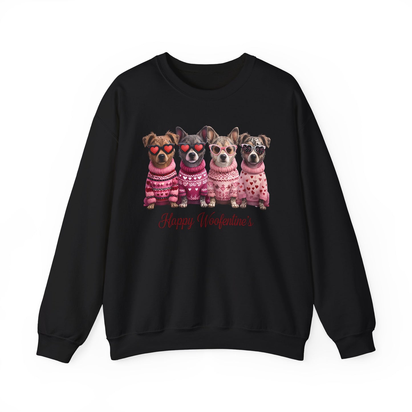 Happy Woofentine Dogs Crewneck Sweatshirt | Valentine Paw Print