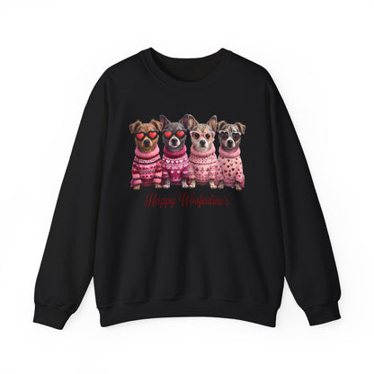 Happy Woofentine Dogs Crewneck Sweatshirt | Valentine Paw Print