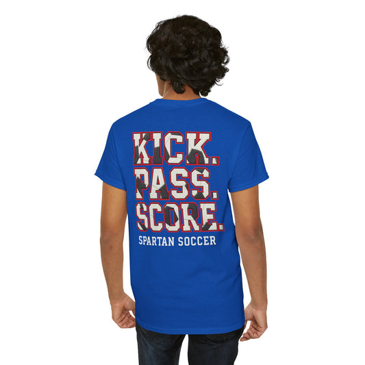Kick. Pass. Score Spartan Soccer Gildan Tee