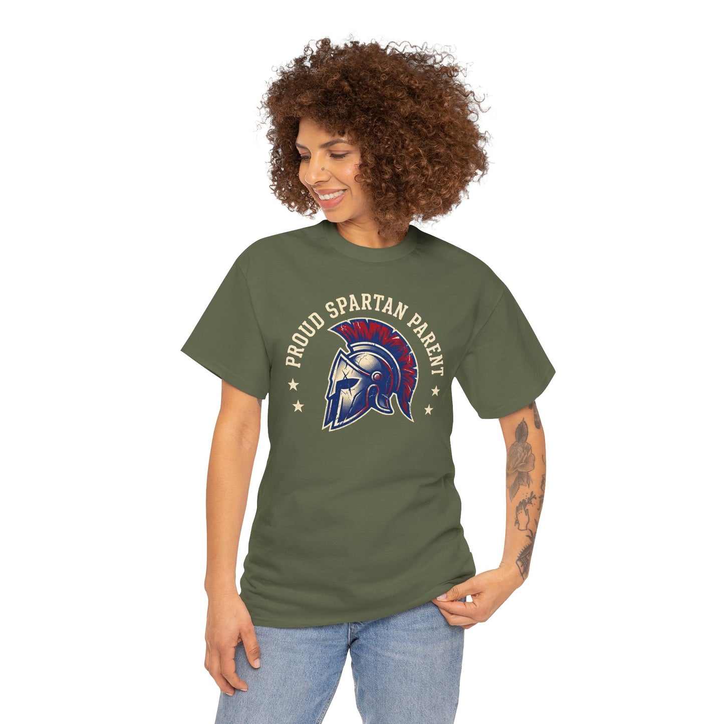 Proud Spartan Parent T-Shirt School Spirit Tee with Spartan Helmet Design