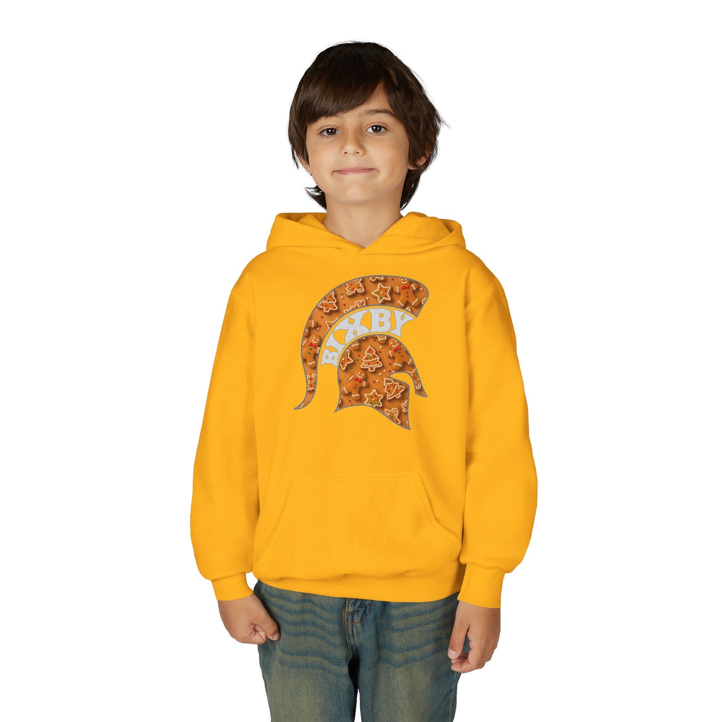 Bixby Spartan Gingerbread Helmet Youth Gildan Hoodie