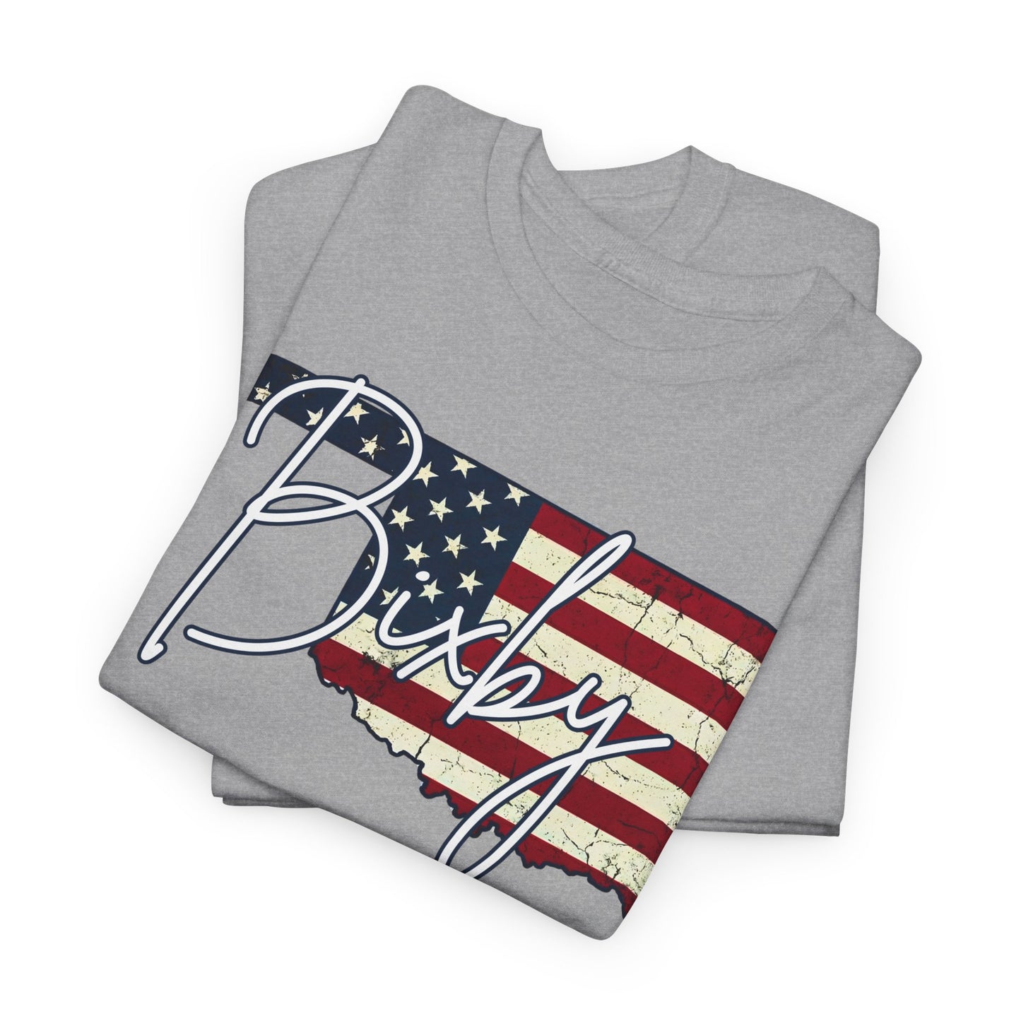 Oklahoma Flag Bixby Script Gildan Tee