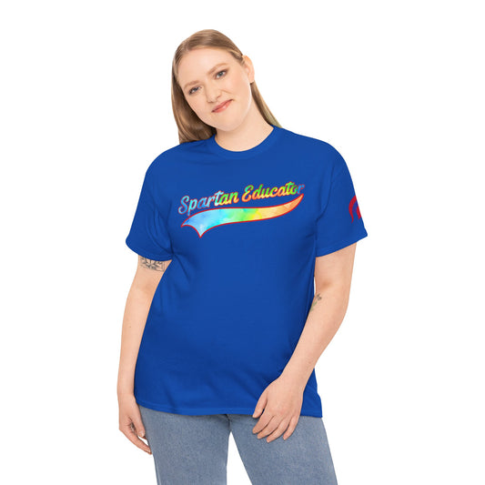 Spartan Educator Tie-Dye Design Gildan Tee With Sleeve Logo
