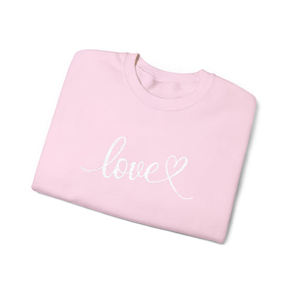 Hand-Lettered Love Script Heart Sweatshirt | Embroidered Love Design