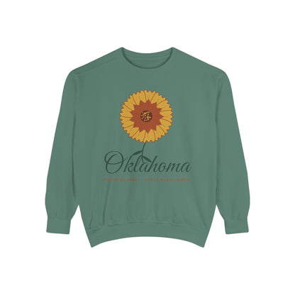 Indian Blanket Garden Script Oklahoma Crewneck Sweatshirt | Comfort Colors