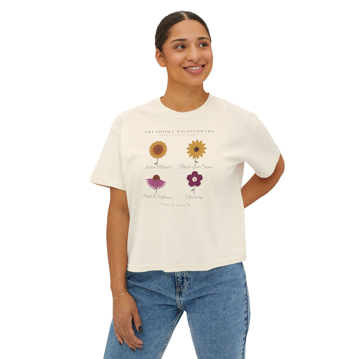 Oklahoma Wildflower Field Guide Boxy Comfort Colors Tee