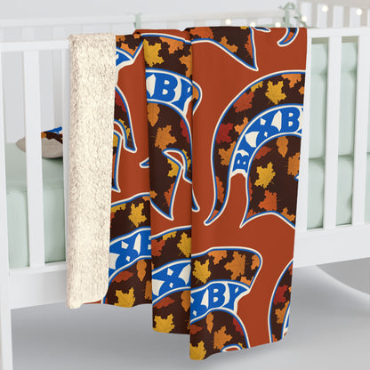 Fall Leaves Bixby Spartans Helmet Sherpa Fleece Blanket – Cozy Autumn Throw