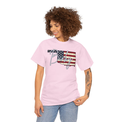 Oklahoma Flag Bixby Script Gildan Tee