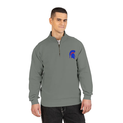 Spartan Blue Helmet Quarter-Zip Comfort Colors Pullover