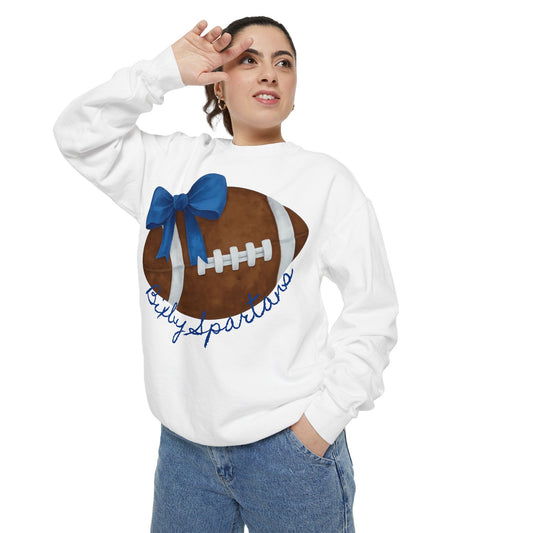 Bixby Spartans Football Bow Comfort Colors Sweatshirt