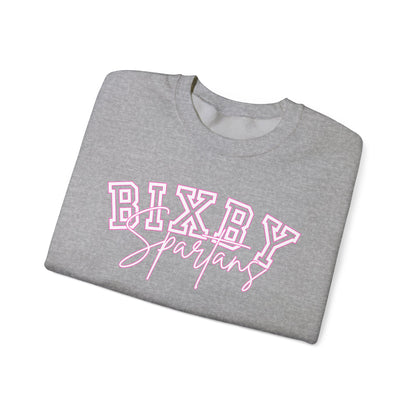 Bixby Spartans Pink Outline Gildan Sweatshirt