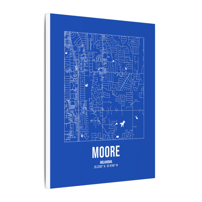 Moore Street Map Canvas, White on Royal Blue