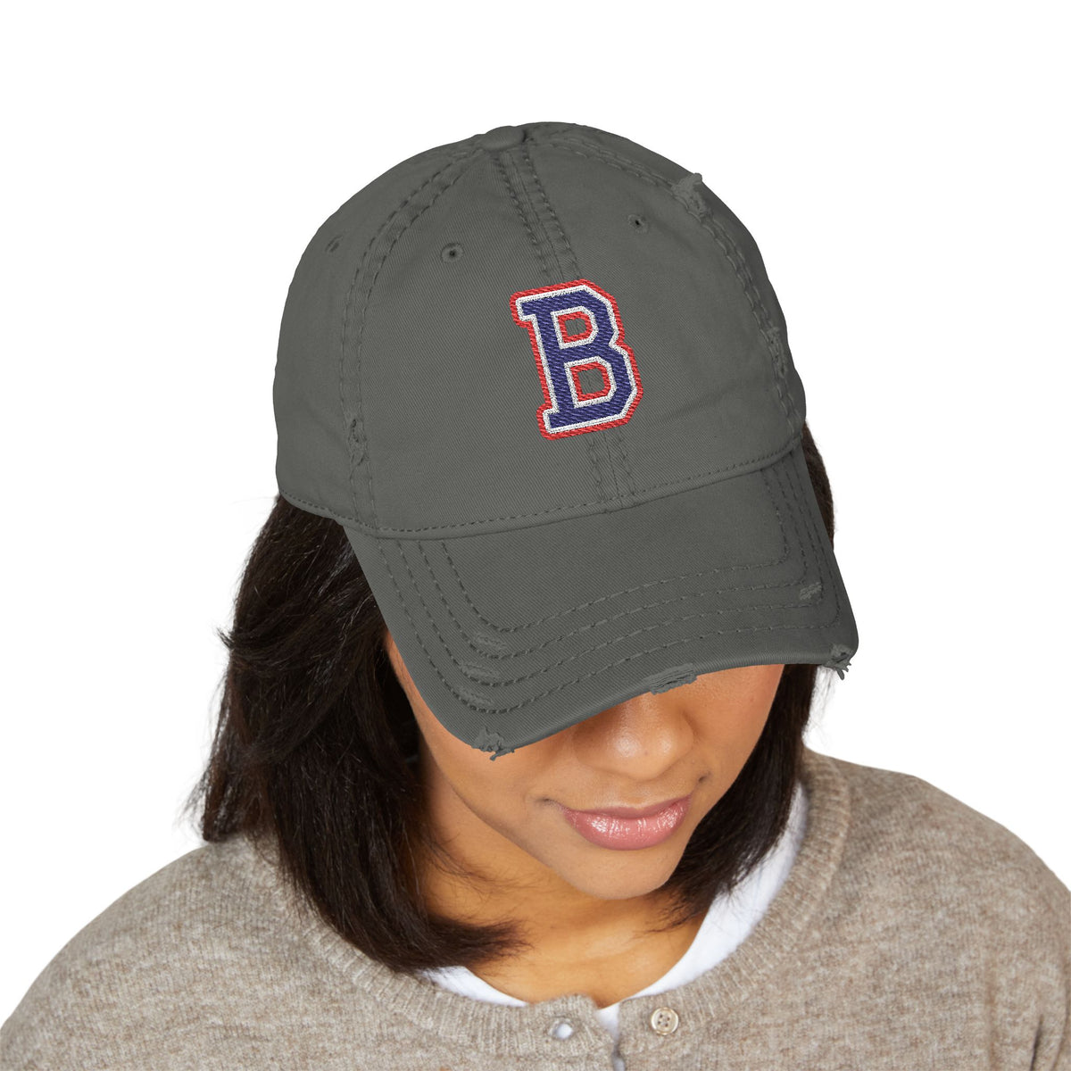Bixby Spartans Distressed Dad Hat, Embroidered Varsity B