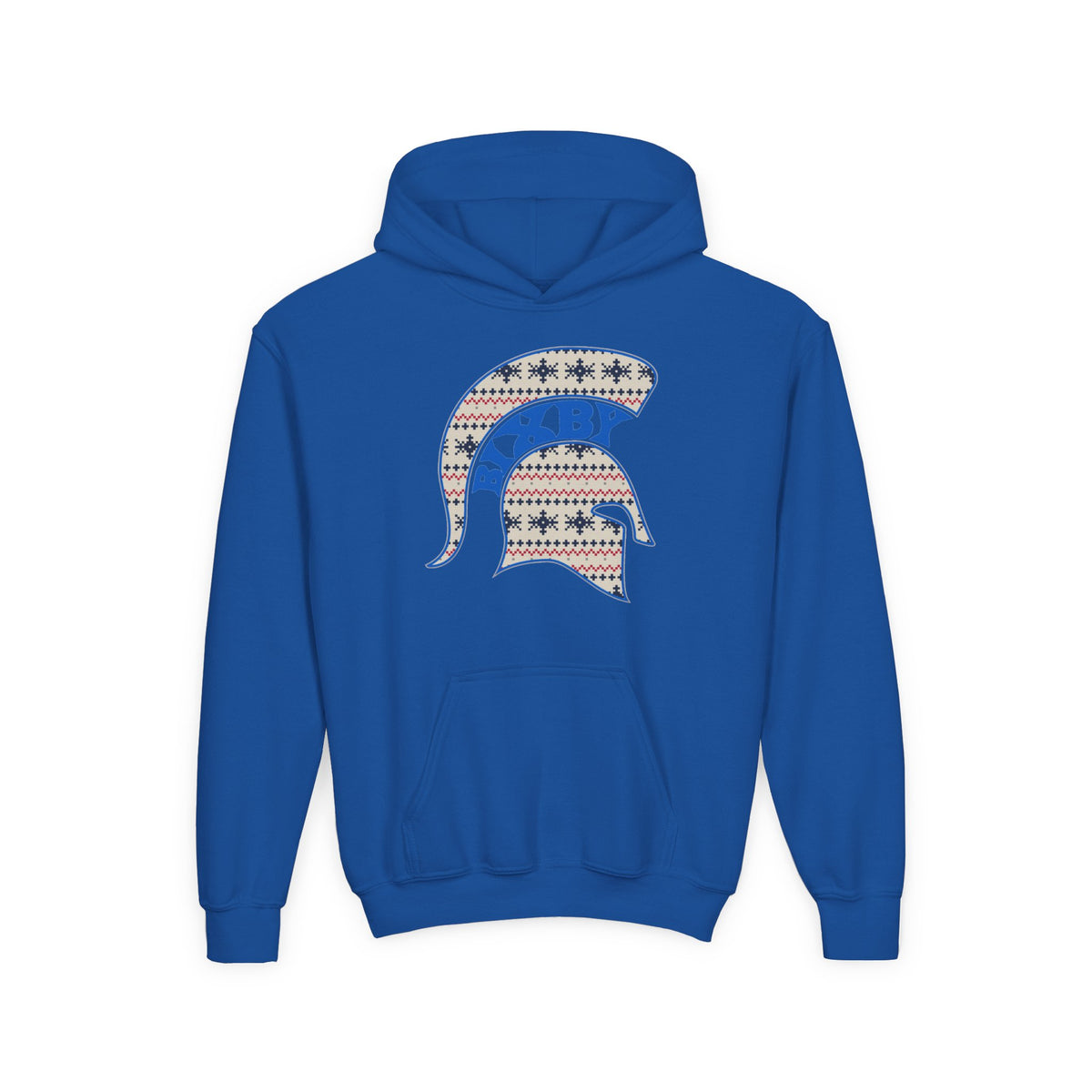 Bixby Spartans Ugly Sweater Helmet Youth Hoodie, Kids Christmas