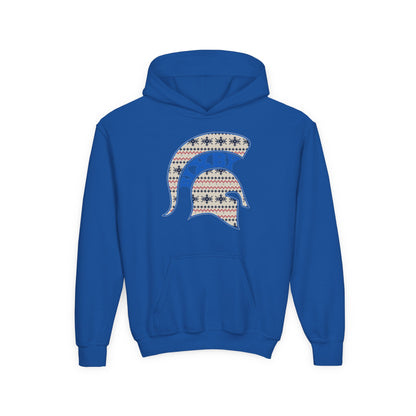 Bixby Spartans Ugly Sweater Helmet Youth Hoodie, Kids Christmas