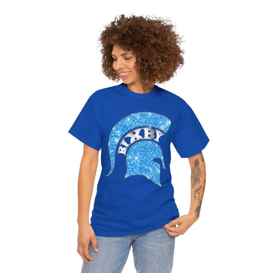 Bixby Spartan Blue Helmet Bling Gildan Tee