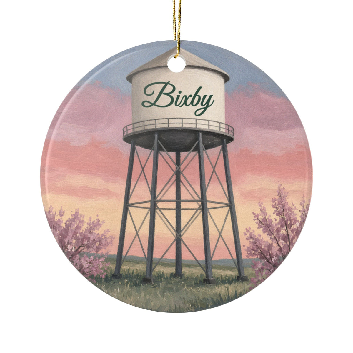 Bixby Oklahoma Prairie Water Tower Ornament, front view