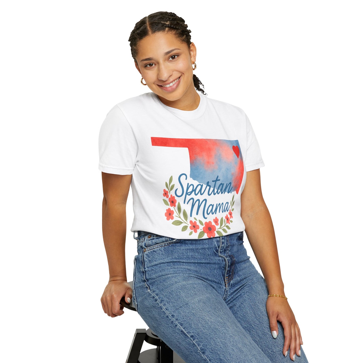 Spartan Mom Bixby OK Watercolor Comfort Colors Tee