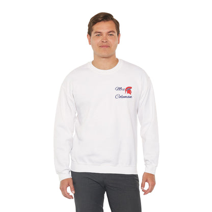Personalized Spartan Helmet Embroidered Blue Lettering Gildan Sweatshirt