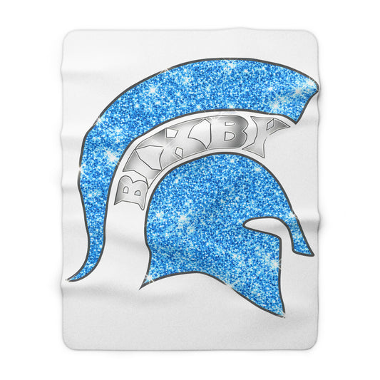 Spartan Blue Bling Logo Sherpa Fleece Blanket