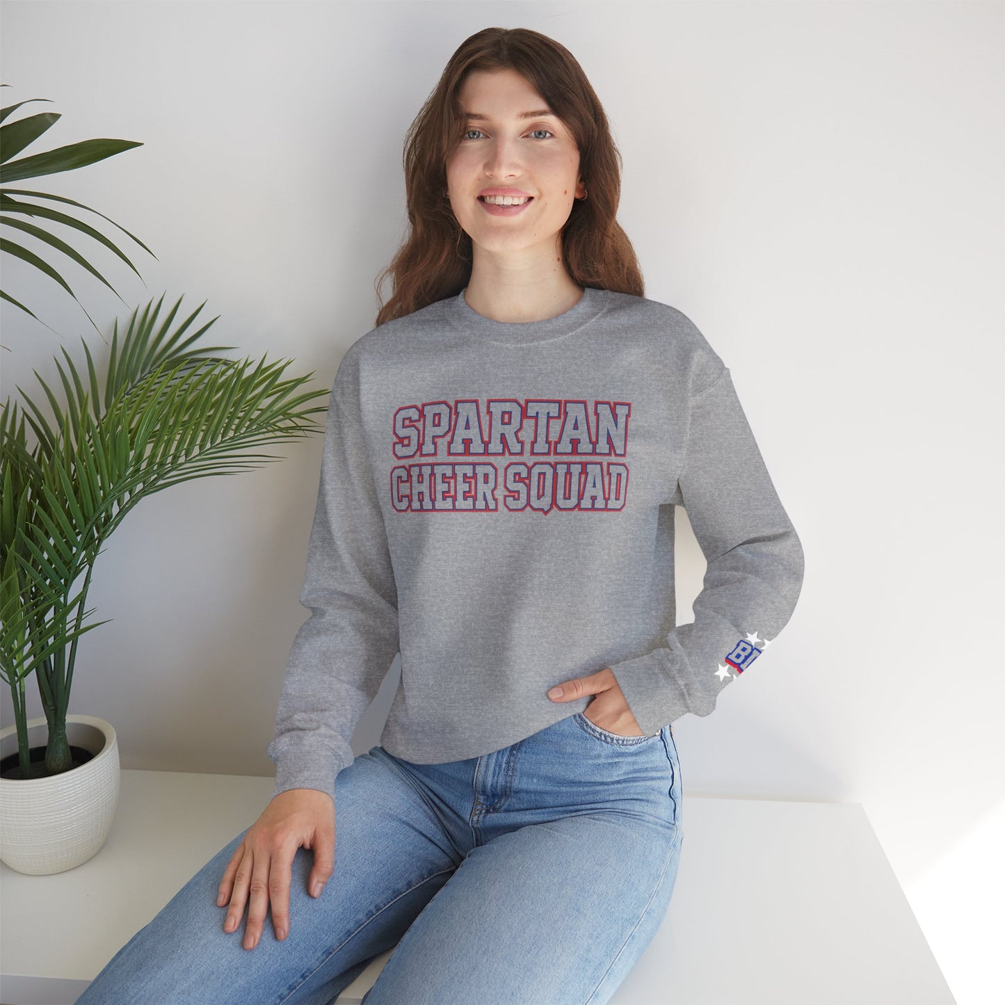 Spartan Cheer Squad With Sleeve Print Gildan Sweatshirt