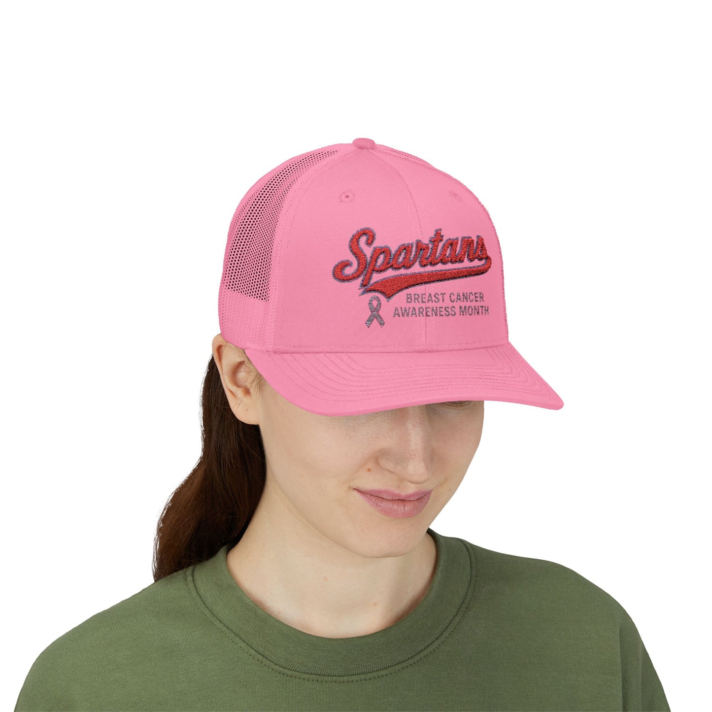 Spartans Breast Cancer Awareness Embroidered Trucker Snapback