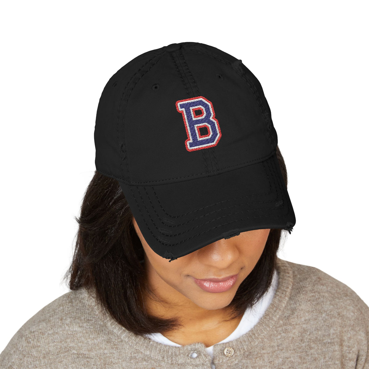 Bixby Spartans Distressed Dad Hat, Embroidered Varsity B