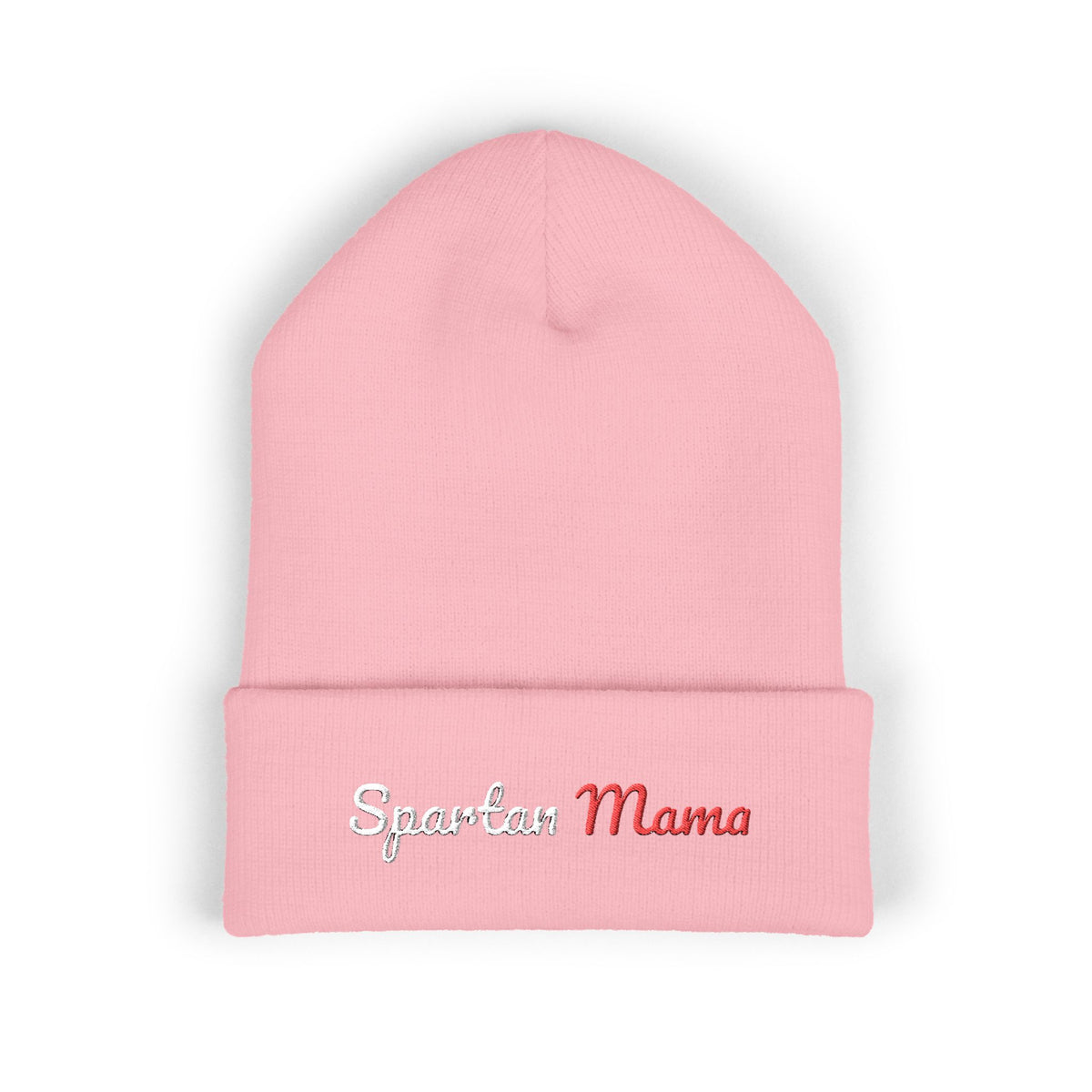Spartan Mama Embroidered Cuffed Beanie – Cozy Winter Hat for Proud Moms