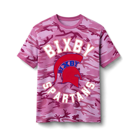 Bixby Spartans Camo - Kids School Spirit Cotton T‑ Tee