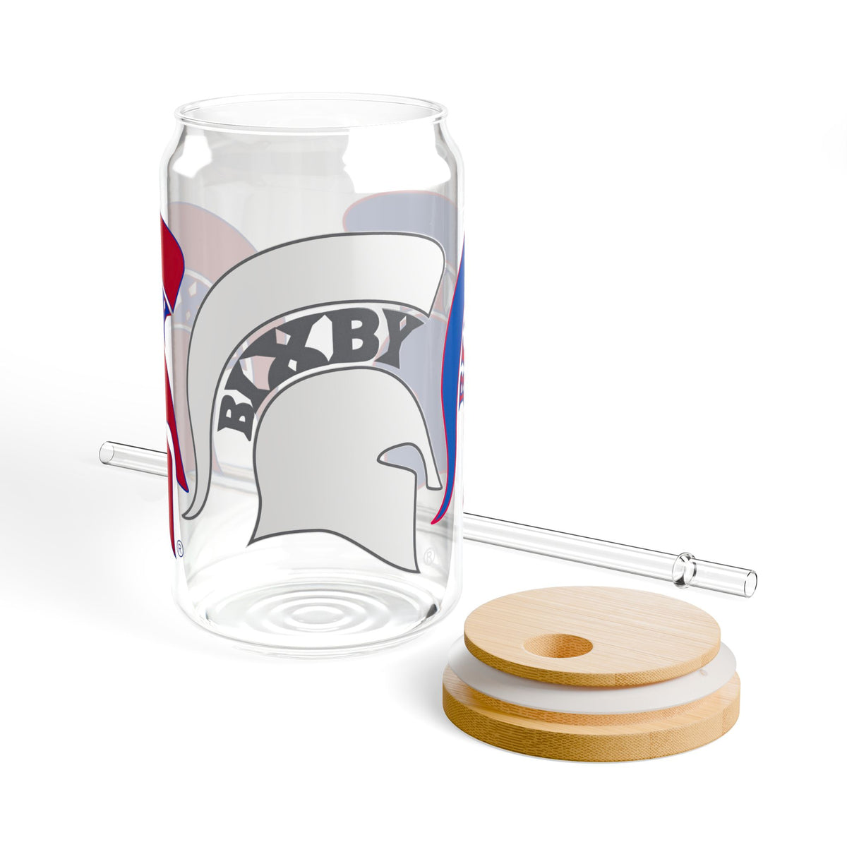 Bixby Spartans Red White And Blue Sipper Glass 16oz Tee