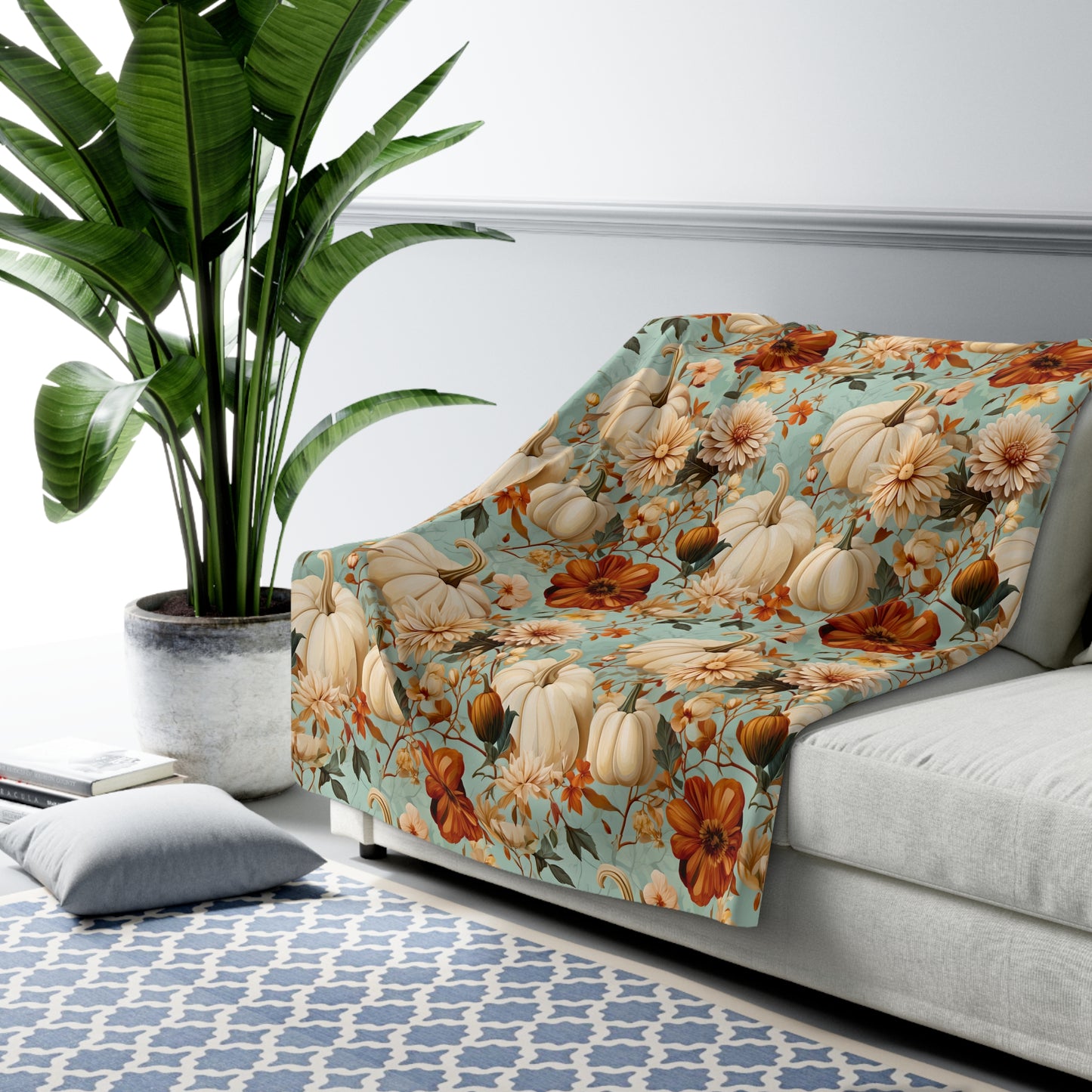 Autumn Floral Sherpa Blanket