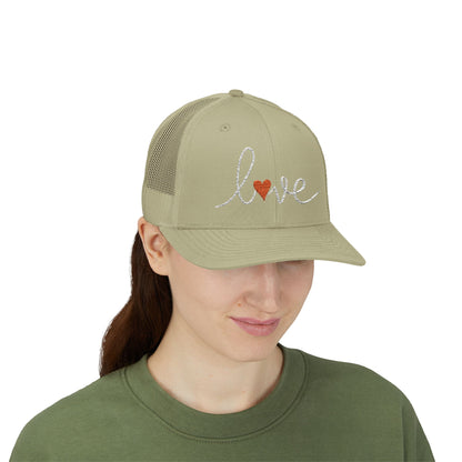 Love Script Snapback Trucker Cap | Sparkle Heart Embroidery