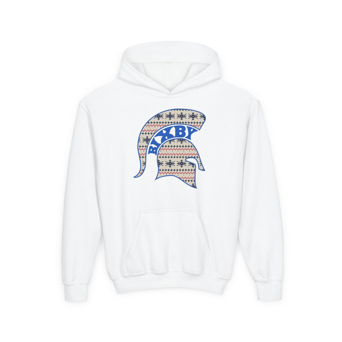 Bixby Spartans Ugly Sweater Helmet Youth Hoodie, Kids Christmas