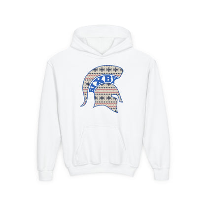 Bixby Spartans Ugly Sweater Helmet Youth Hoodie, Kids Christmas