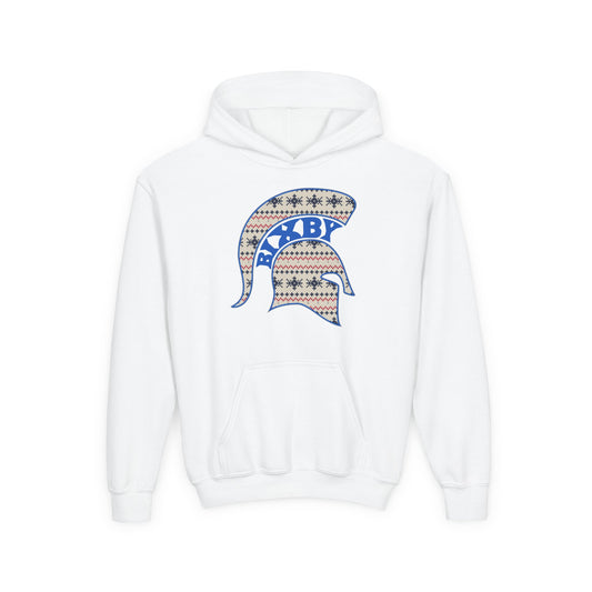 Bixby Spartans Ugly Sweater Helmet Youth Hoodie, Kids Christmas