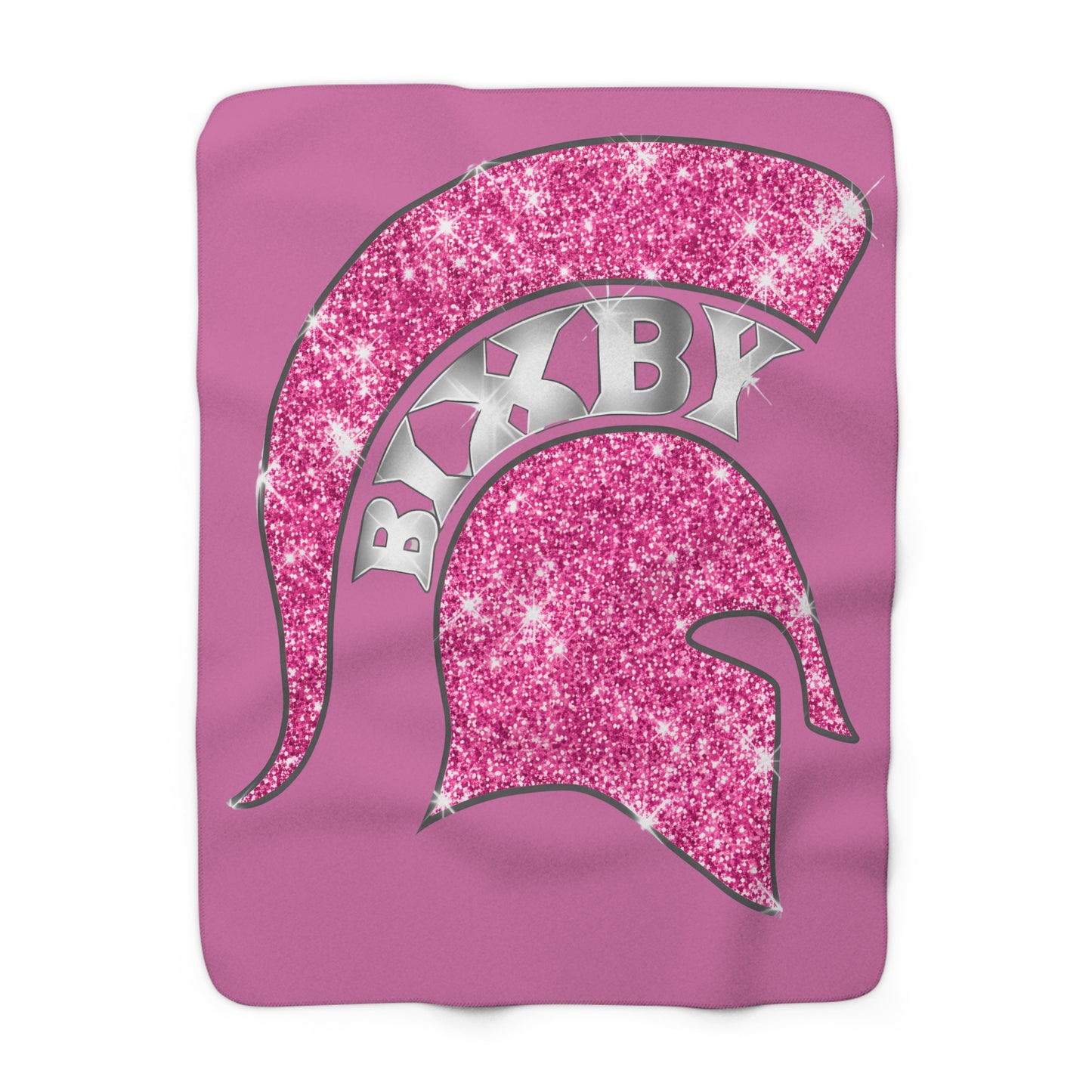 Spartan Pink Bling Logo Sherpa Fleece Blanket