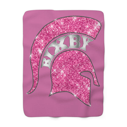 Spartan Pink Bling Logo Sherpa Fleece Blanket