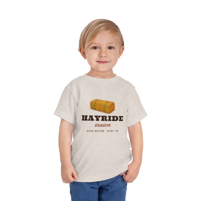 Hayride Season Toddler Tee in Heather Dust lifestyle