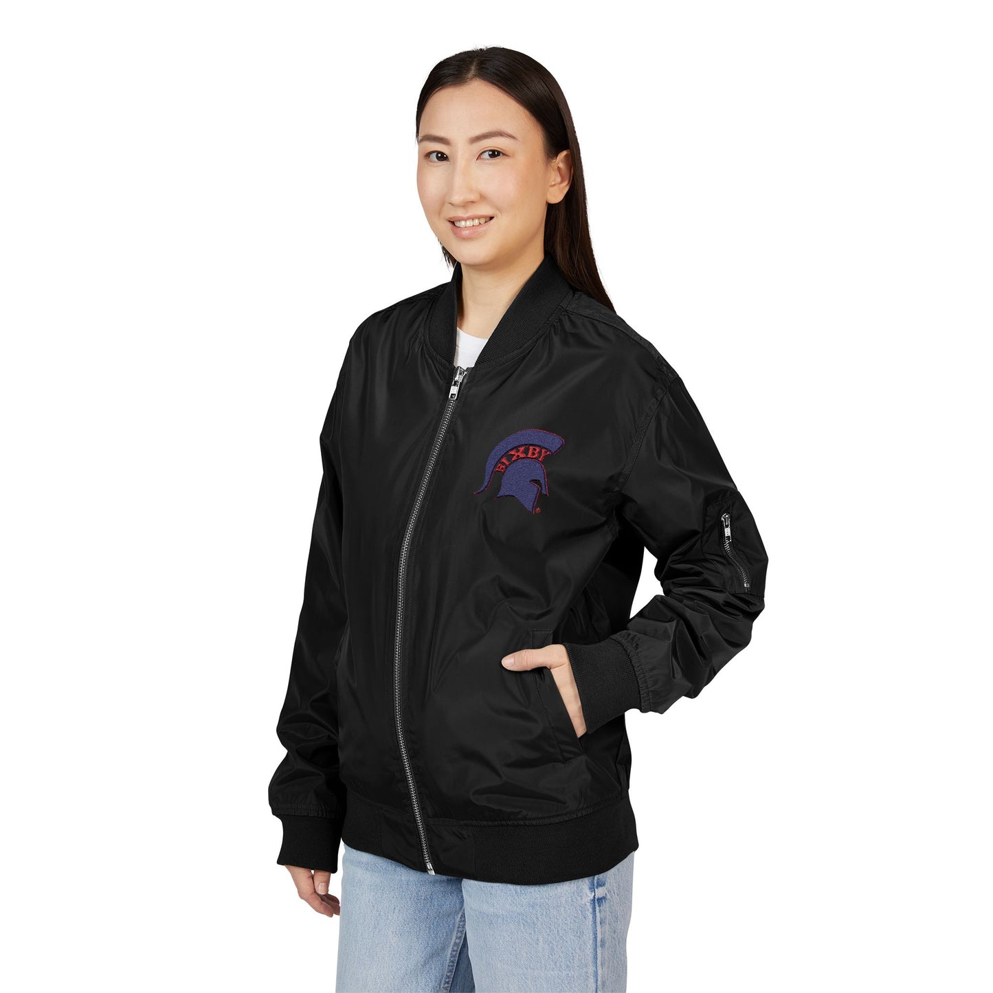 Bixby Blue Logo Embroidered Premium Bomber Jacket
