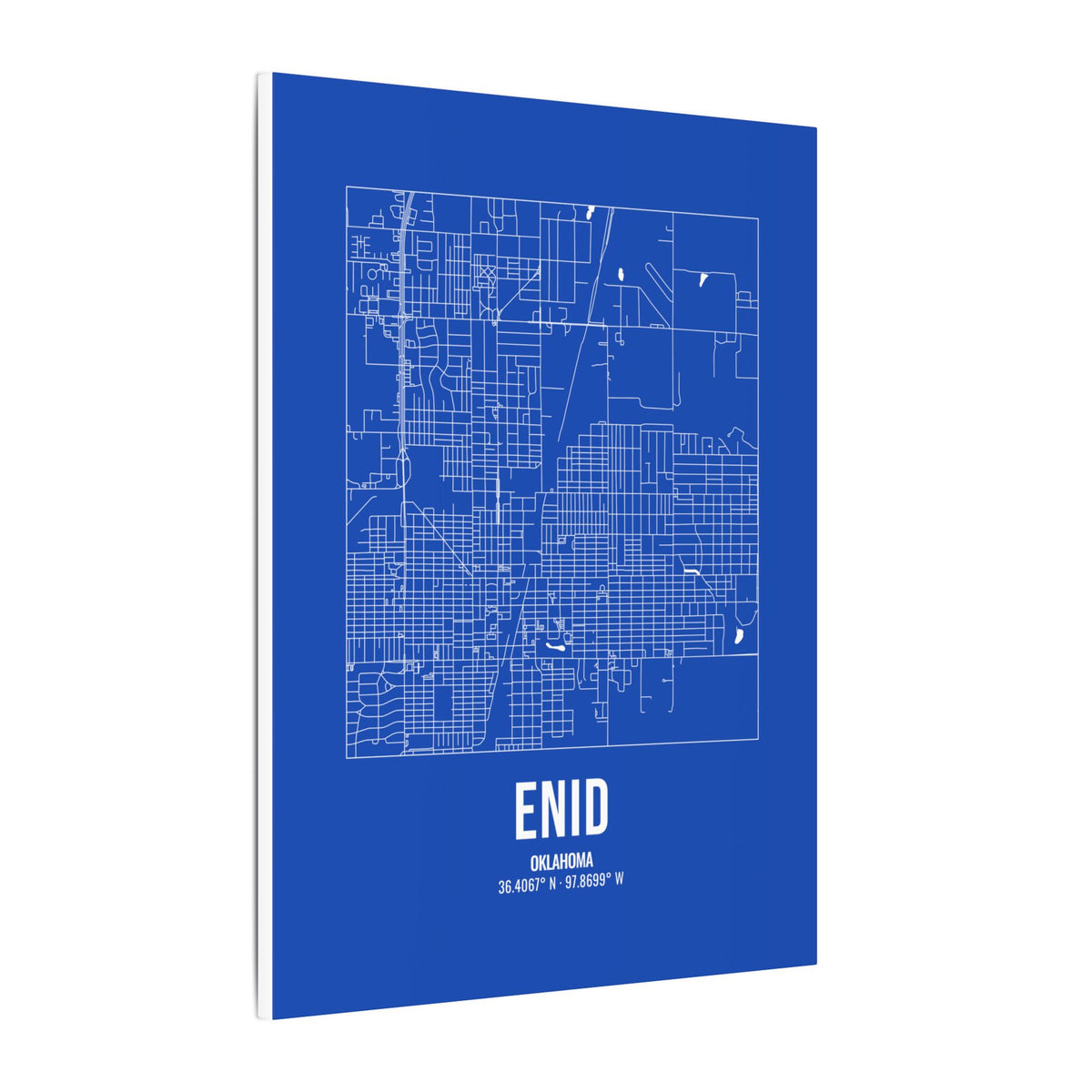 Enid Street Map Canvas, White on Royal Blue