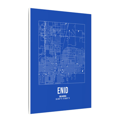 Enid Street Map Canvas, White on Royal Blue