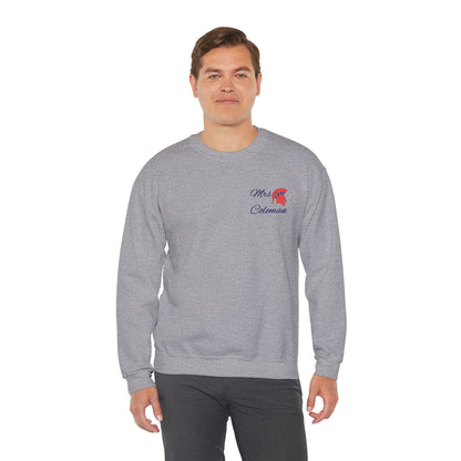 Personalized Spartan Helmet Embroidered Blue Lettering Gildan Sweatshirt